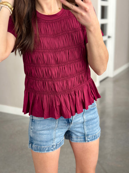 Cameo Smocked Top [plum]