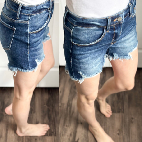 Carry Me High Rise Shorts [dark wash & light wash]