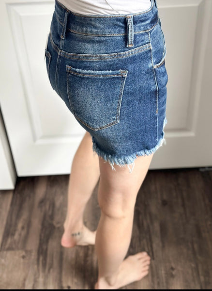 Carry Me High Rise Shorts [dark wash & light wash]