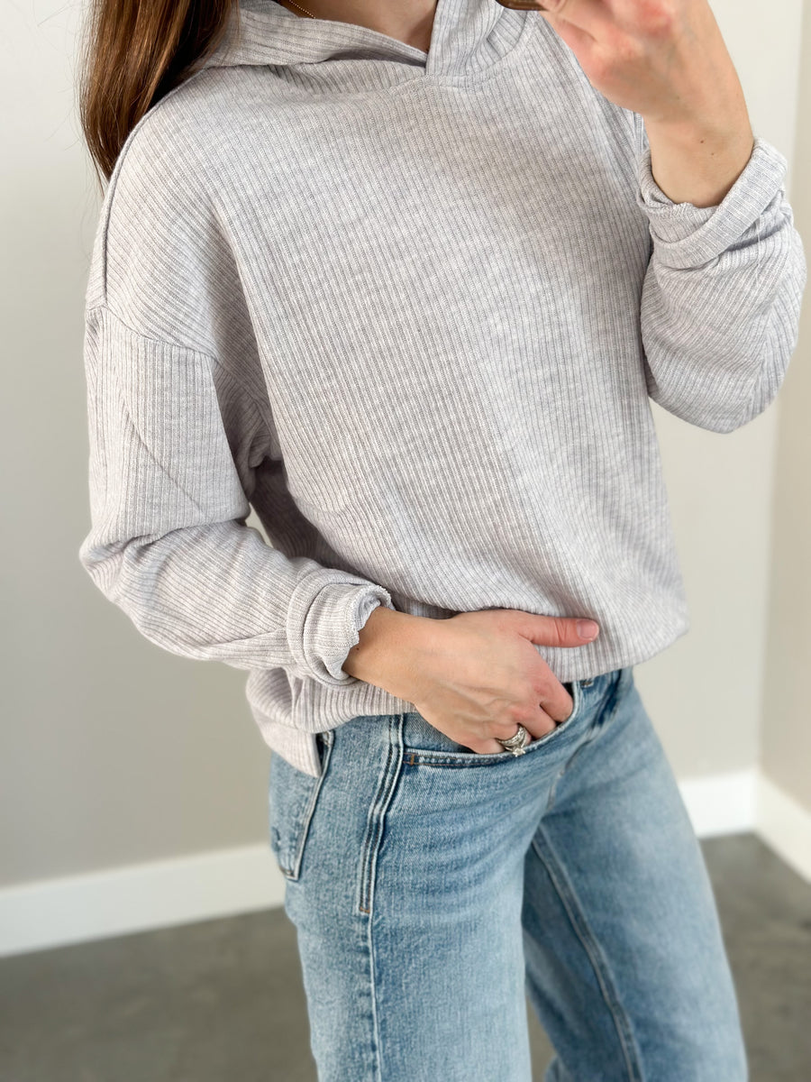 Classic Ripper Ribbed Hoodie [dark olive, mocha, gray] – Way Boutique LLC