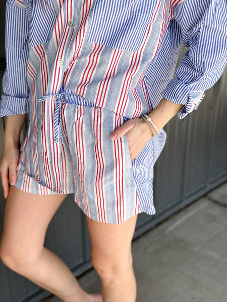 Red, White, & Blue SET! [button up & shorts included!]