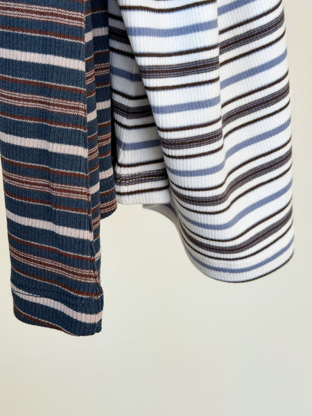 Breya Ribbed Tank [ivory, mocha, blue stripes]