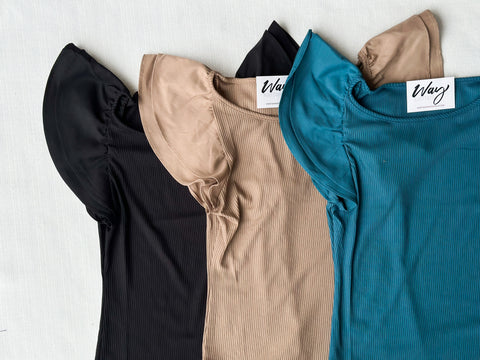 Classic Flutter Tees [black, taupe, teal]