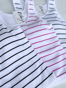 Peyton Ribbed Stripe Padded Tank [espresso, pink, olive]