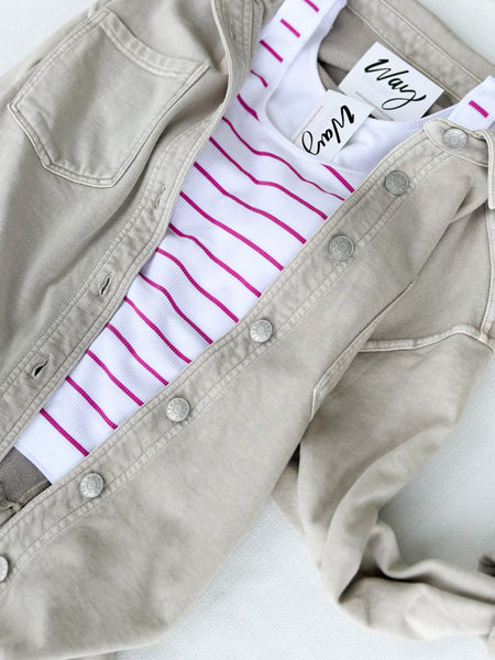 Peyton Ribbed Stripe Padded Tank [espresso, pink, olive]