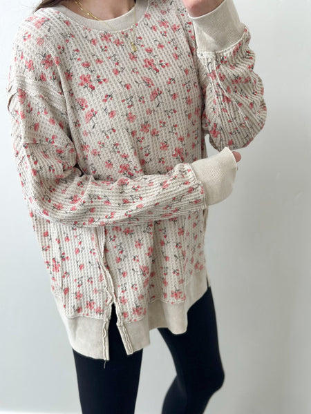 Soft Waffle Dainty Floral Crew