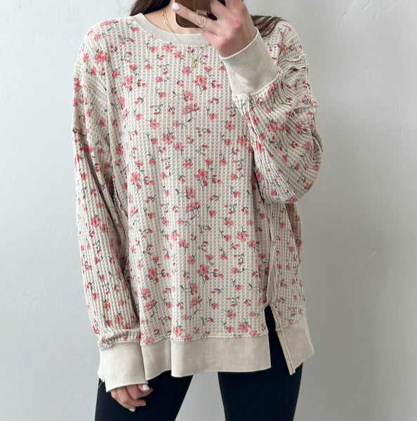 Soft Waffle Dainty Floral Crew