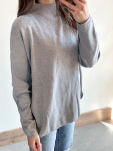 Gray Ribbed Mock Neck BUTTA Sweater