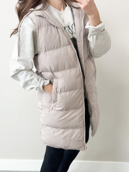 Long Winter Vests [taupe & black]