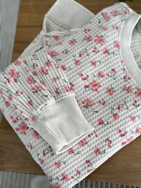 Soft Waffle Dainty Floral Crew