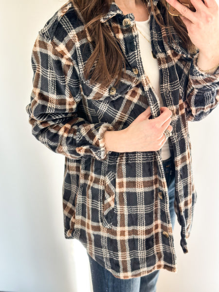 Navy Plaid Comfort Shacket