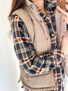 Navy Plaid Comfort Shacket