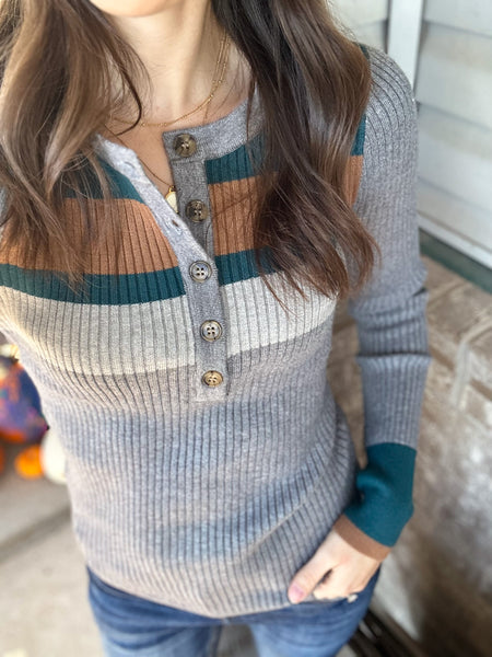 Crazy Good Henley Sweater- ships out in 7-14 days!
