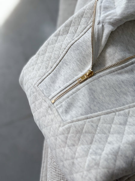 Gray Quilted Gold Accent 1/4 Zip