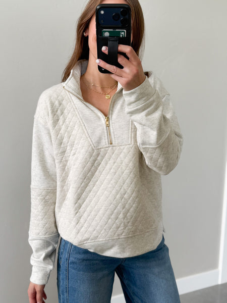 Gray Quilted Gold Accent 1/4 Zip