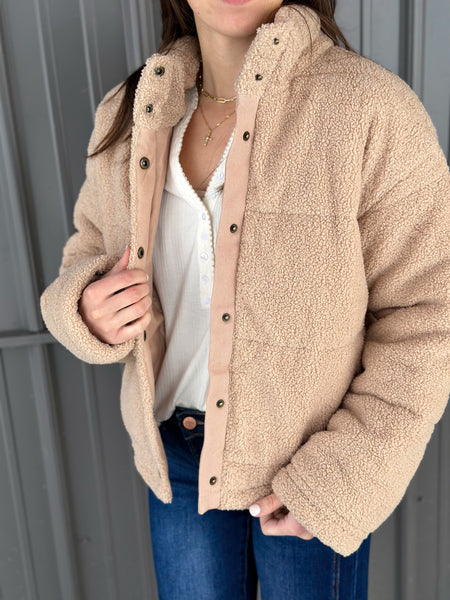Winter Teddy Jacket [taupe & black]