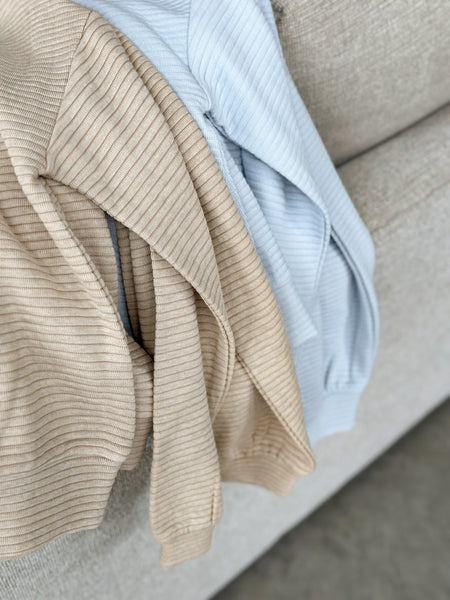 Core Ribbed Crews [dreamer blue & taupe]