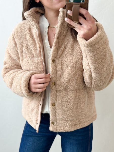 Winter Teddy Jacket [taupe & black]