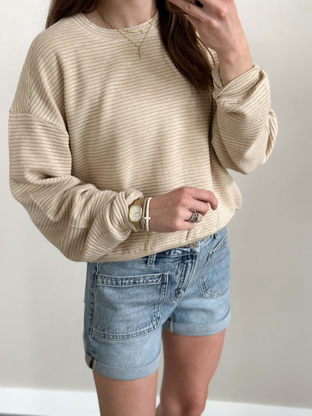 Core Ribbed Crews [dreamer blue & taupe]