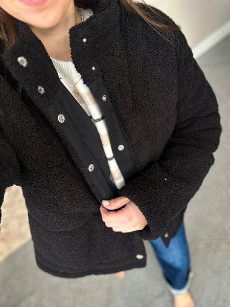 Winter Teddy Jacket [taupe & black]