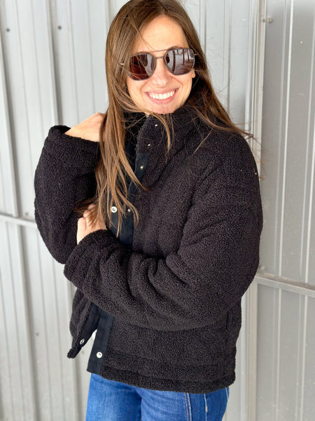 Winter Teddy Jacket [taupe & black]