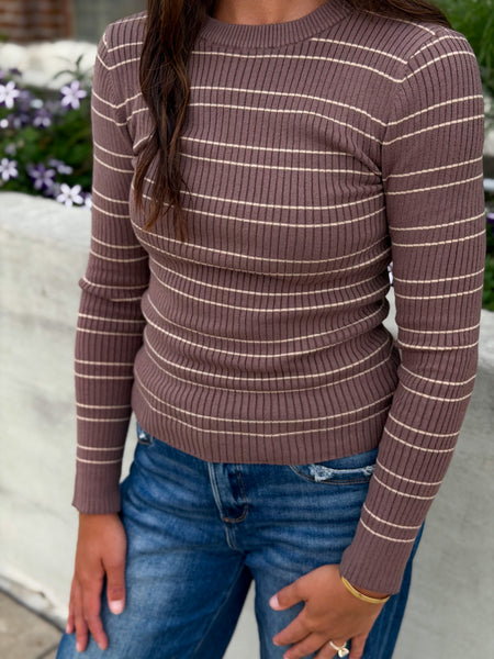 Lucy Light Ribbed Knit [coco & faded olive]