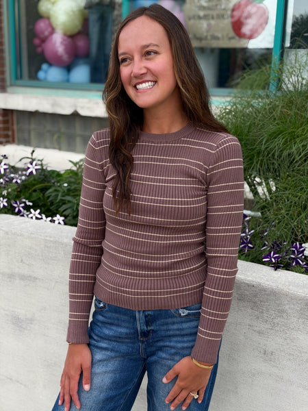 Lucy Light Ribbed Knit [coco & faded olive]