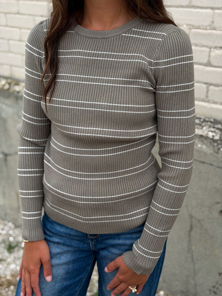 Lucy Light Ribbed Knit [coco & faded olive]