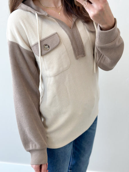 Ava Ribbed Hoodie Pullover