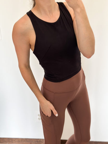 Jenna Long Line Sports Bra [Black & Charcoal]