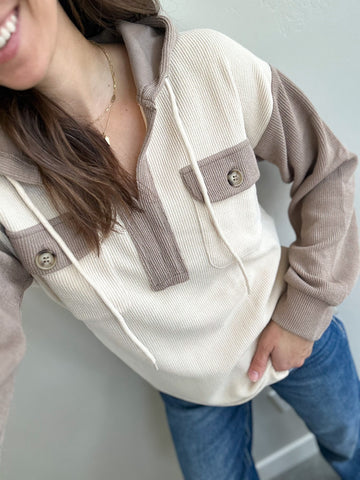 Ava Ribbed Hoodie Pullover