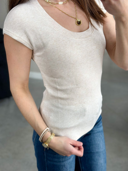 Lupa Uneck Micro Ribbed Tee [oatmeal & gray]