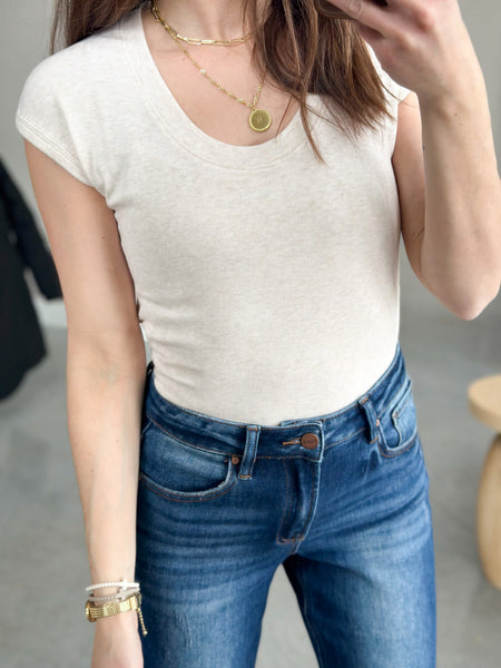 Lupa Uneck Micro Ribbed Tee [oatmeal & gray]