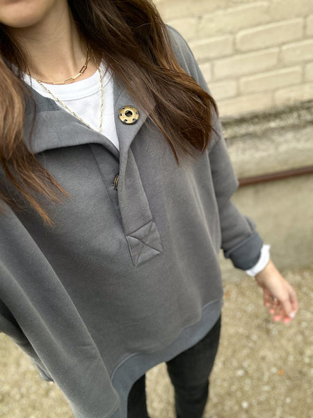 Statement Snap Sweatshirt