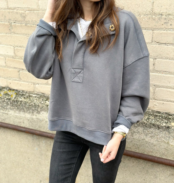 Statement Snap Sweatshirt