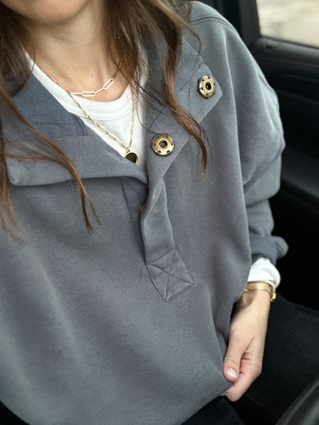 Statement Snap Sweatshirt