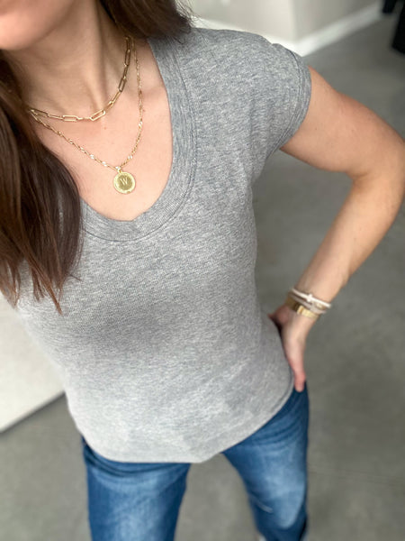 Lupa Uneck Micro Ribbed Tee [oatmeal & gray]