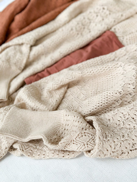 Dollie Crochet Knit Cardigan [natural & clay]