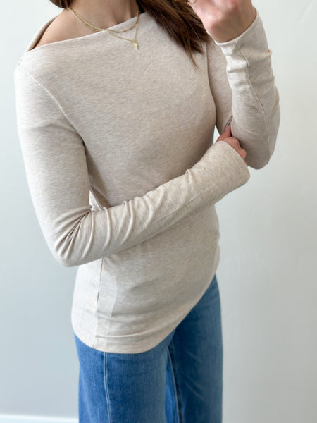 Archer Boatneck Basic Long Sleeve [oatmeal & dark mauve]
