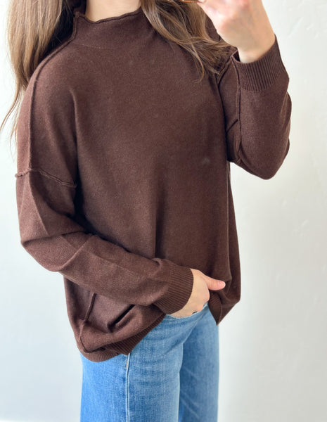 Espresso One Shot Mock Neck Sweater