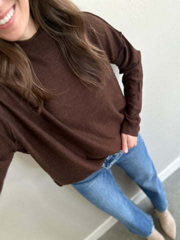 Espresso One Shot Mock Neck Sweater