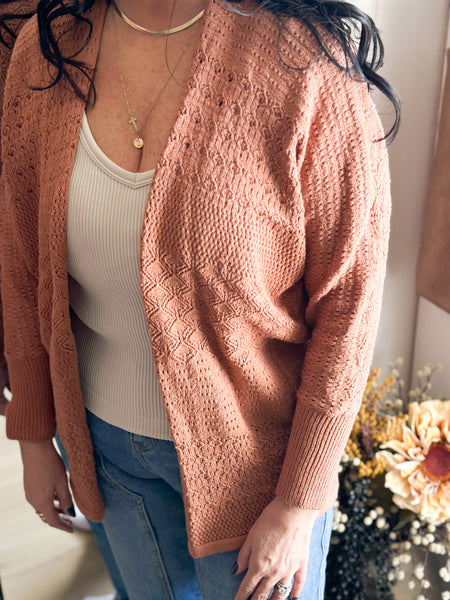 Dollie Crochet Knit Cardigan [natural & clay]