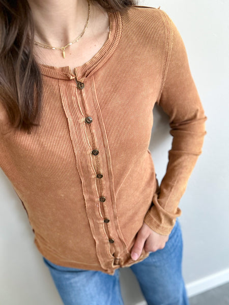 Kelvin Button Ribbed Long Sleeve