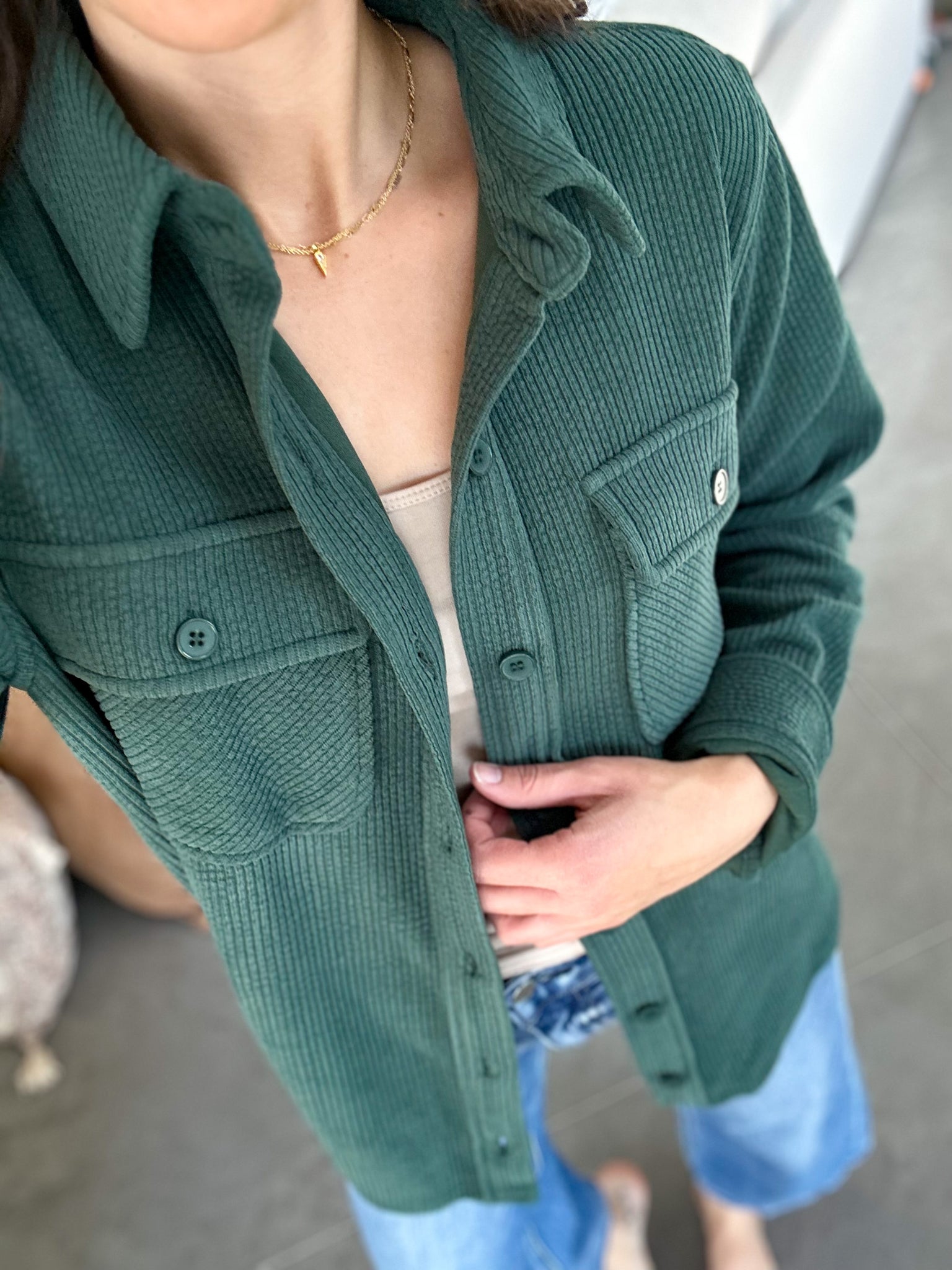 Evergreen Ribbed SOFT Shacket