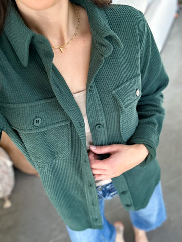 Evergreen Ribbed SOFT Shacket