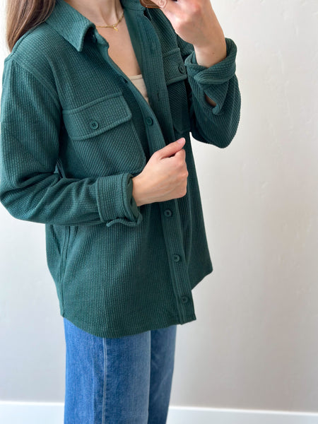 Evergreen Ribbed SOFT Shacket