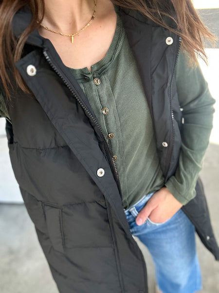 Matte Finish Black Hooded Vest