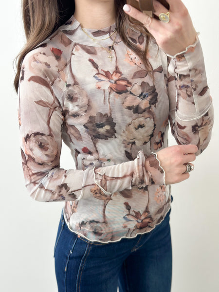 Clear Day Floral Mesh Top