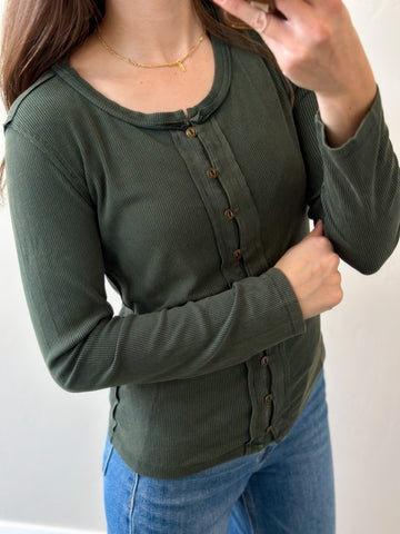Kelvin Button Ribbed Long Sleeve
