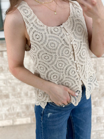 Claire Crochet Button Down Tank